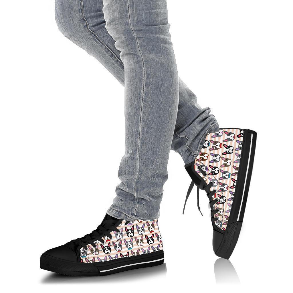 Pattern Print Boston Terrier Men Women's High Top Shoes-grizzshop