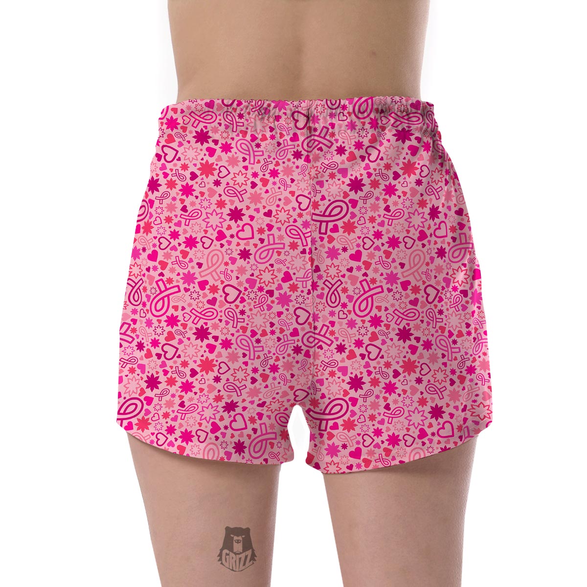 Pattern Print Breast Cancer Awareness Pink Ribbon Women's Shorts-grizzshop