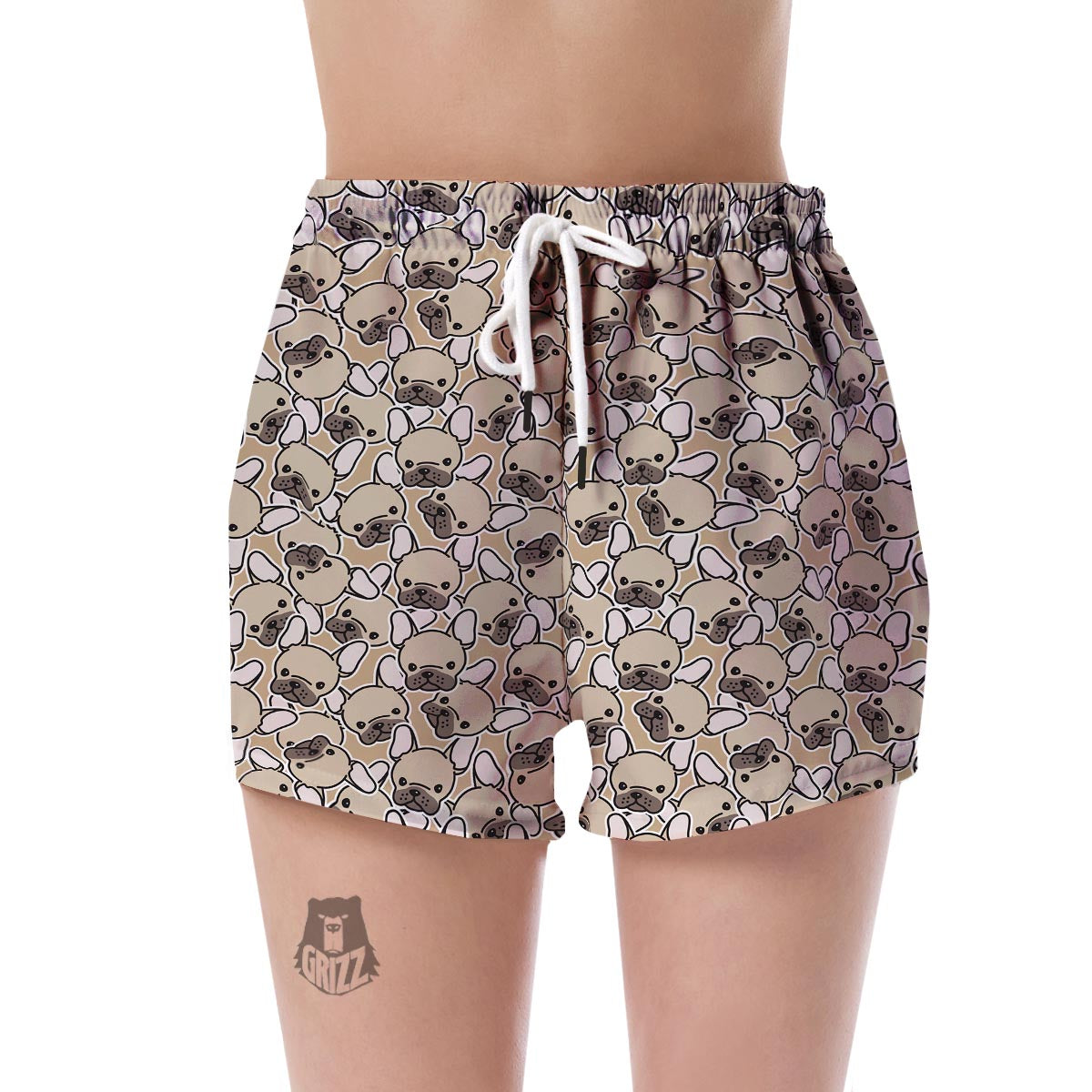 Pattern Print Bulldog Women's Shorts-grizzshop