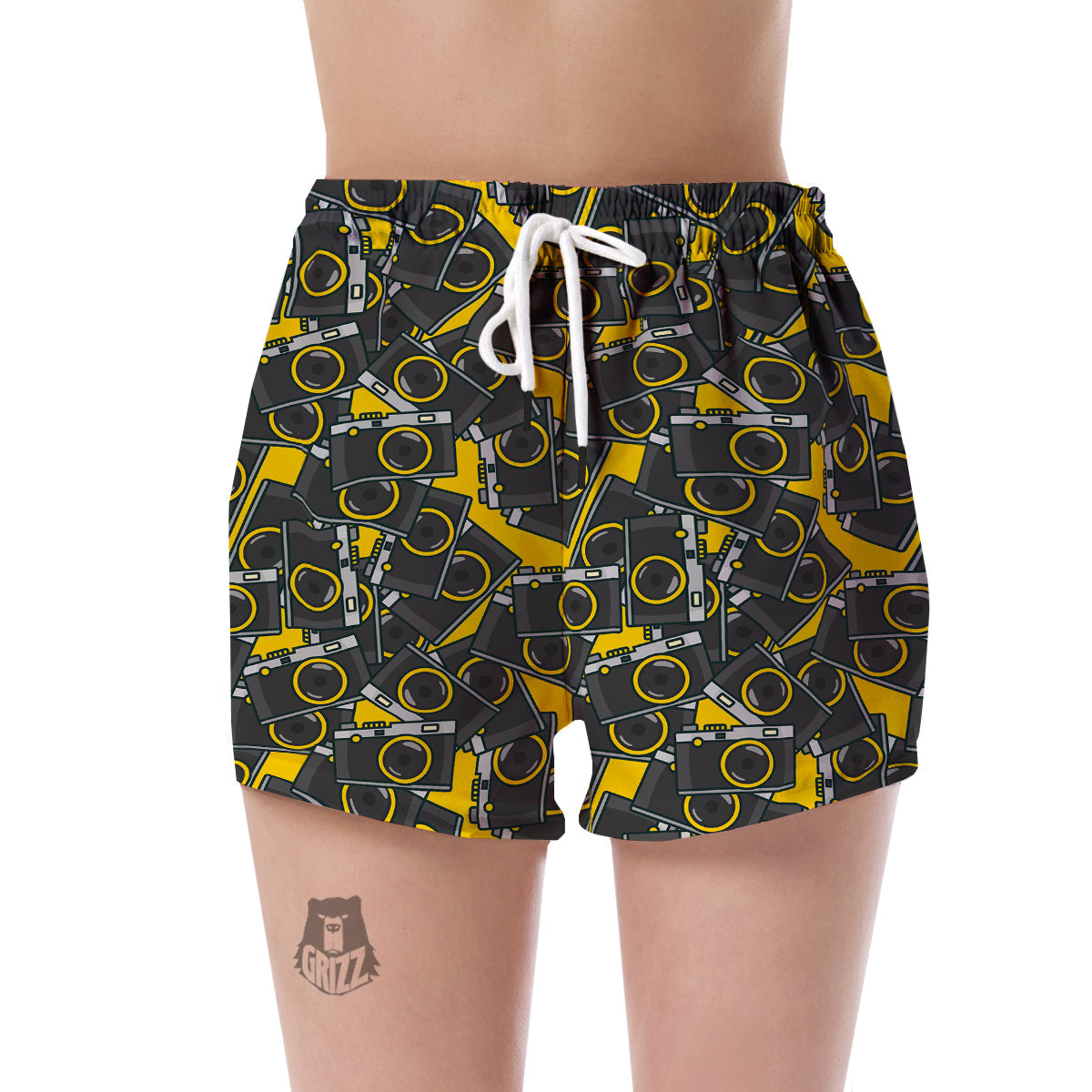 Pattern Print Camera Women's Shorts-grizzshop