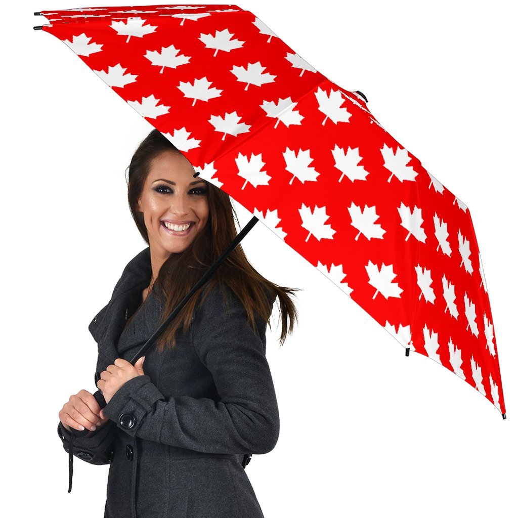 Pattern Print Canada Love Automatic Foldable Umbrella-grizzshop