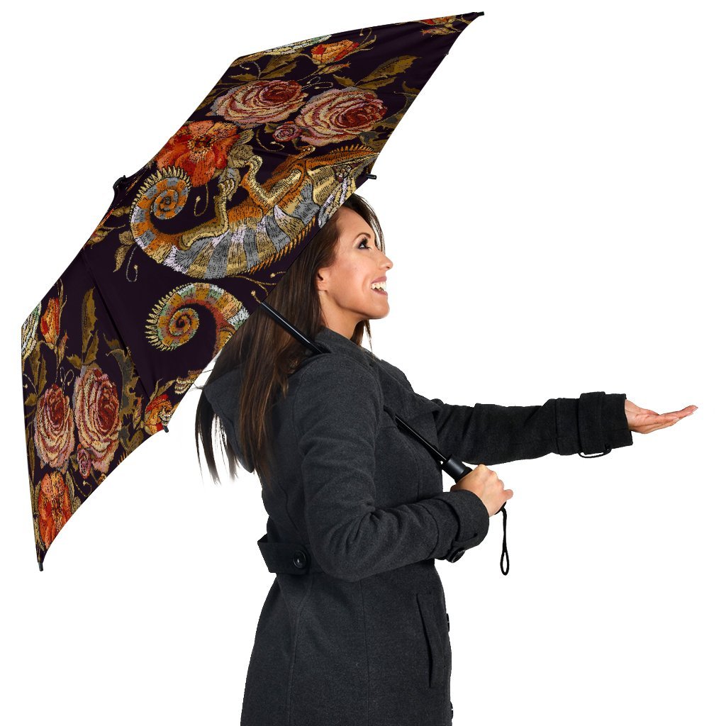 Pattern Print Chameleon Automatic Foldable Umbrella-grizzshop