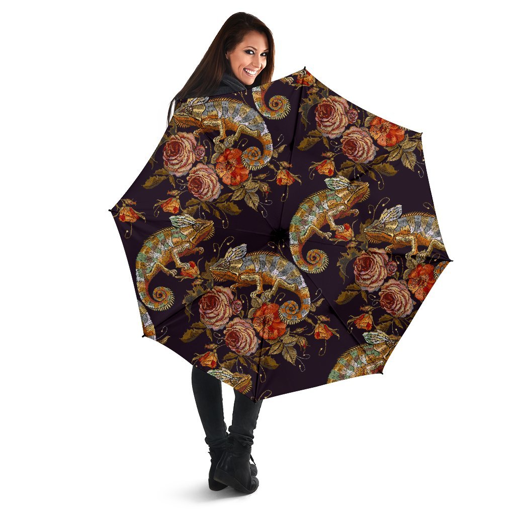 Pattern Print Chameleon Automatic Foldable Umbrella-grizzshop
