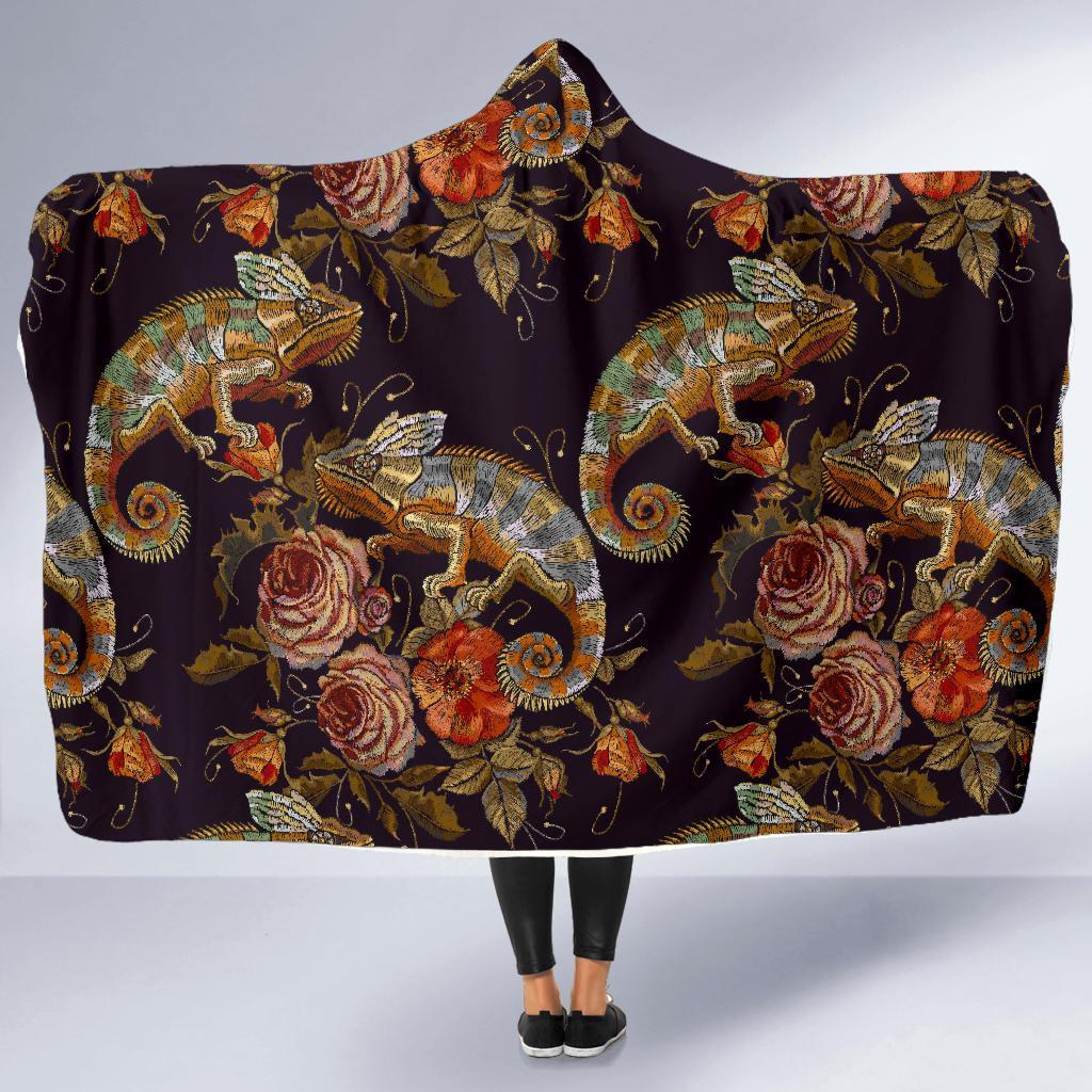 Pattern Print Chameleon Hooded Blanket-grizzshop