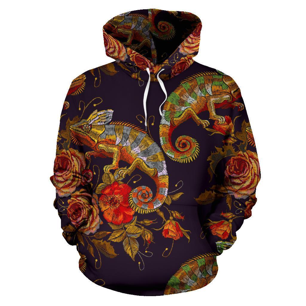 Pattern Print Chameleon Men Women Pullover Hoodie-grizzshop