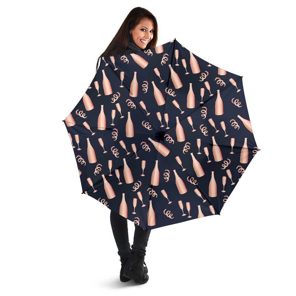 Pattern Print Champagne Automatic Foldable Umbrella-grizzshop