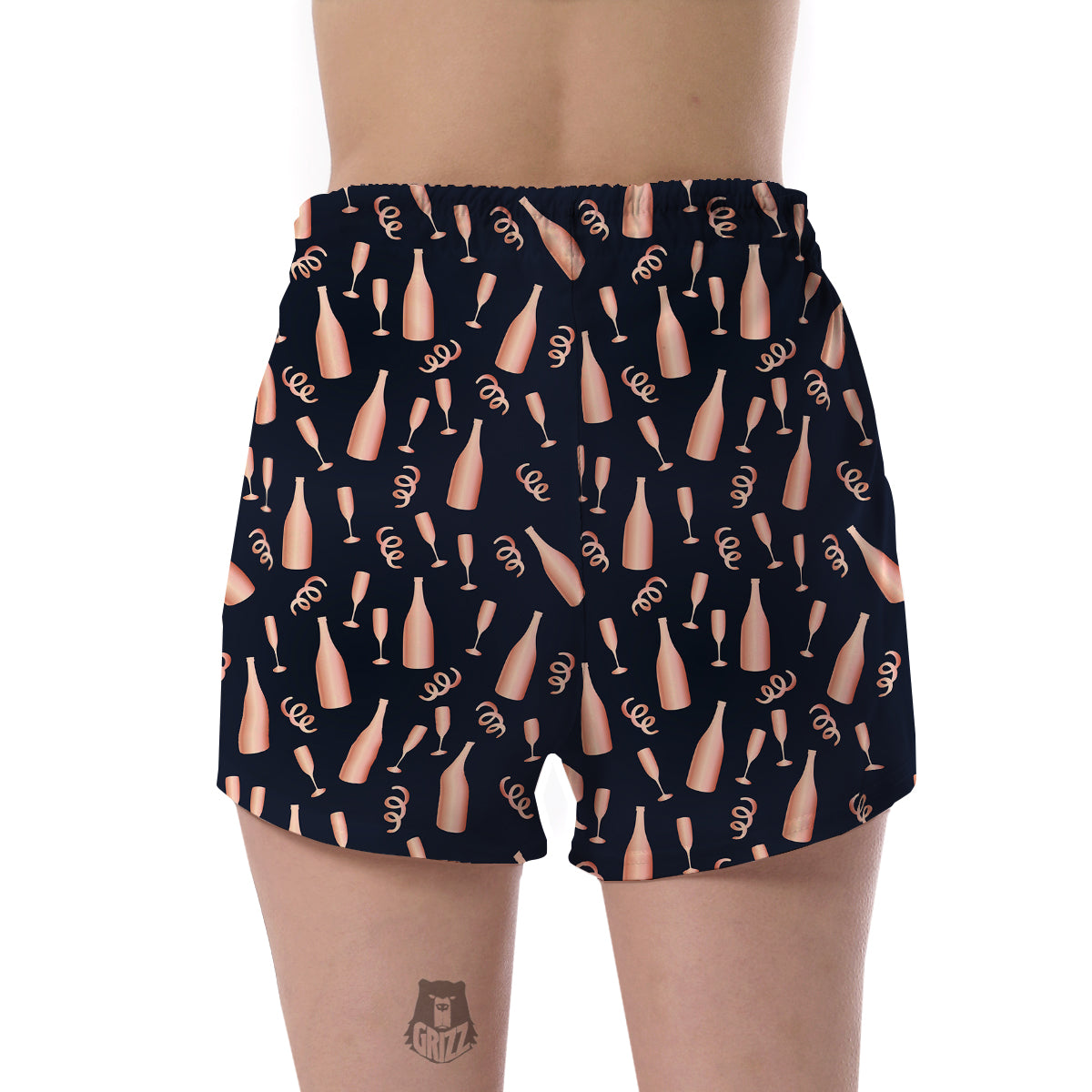 Pattern Print Champagne Women's Shorts-grizzshop