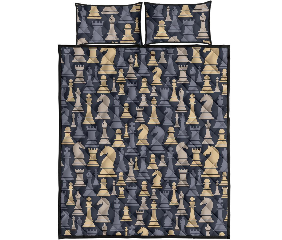 Pattern Print Chess Bed Set Quilt-grizzshop