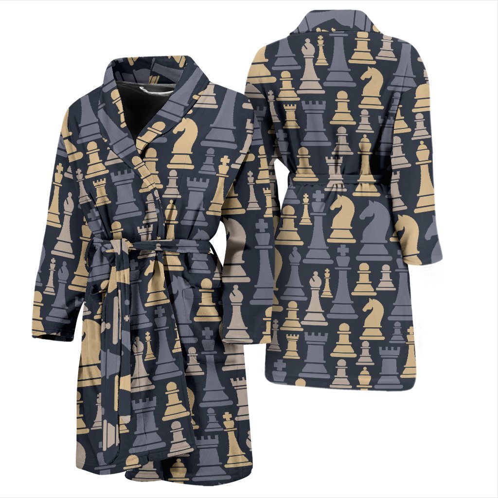 Pattern Print Chess Men Long Robe-grizzshop