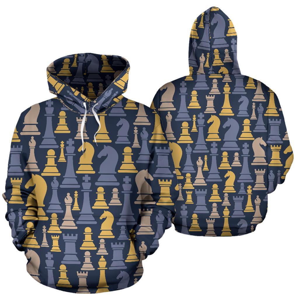 Pattern Print Chess Men Women Pullover Hoodie-grizzshop