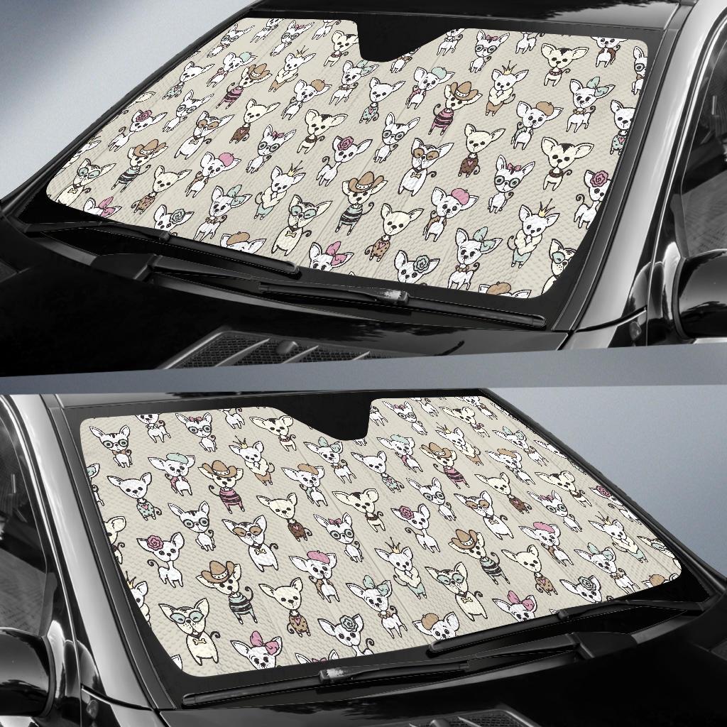 Pattern Print Chihuahua Car Sun Shade-grizzshop