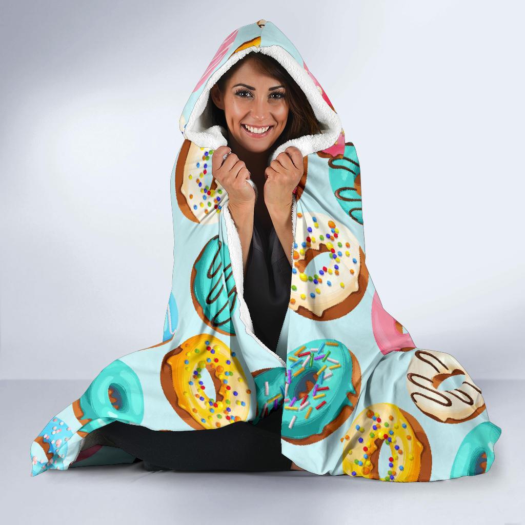 Pattern Print Colorful Donut Hooded Blanket-grizzshop