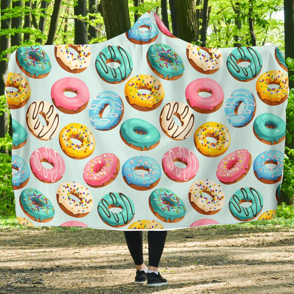 Pattern Print Colorful Donut Hooded Blanket-grizzshop