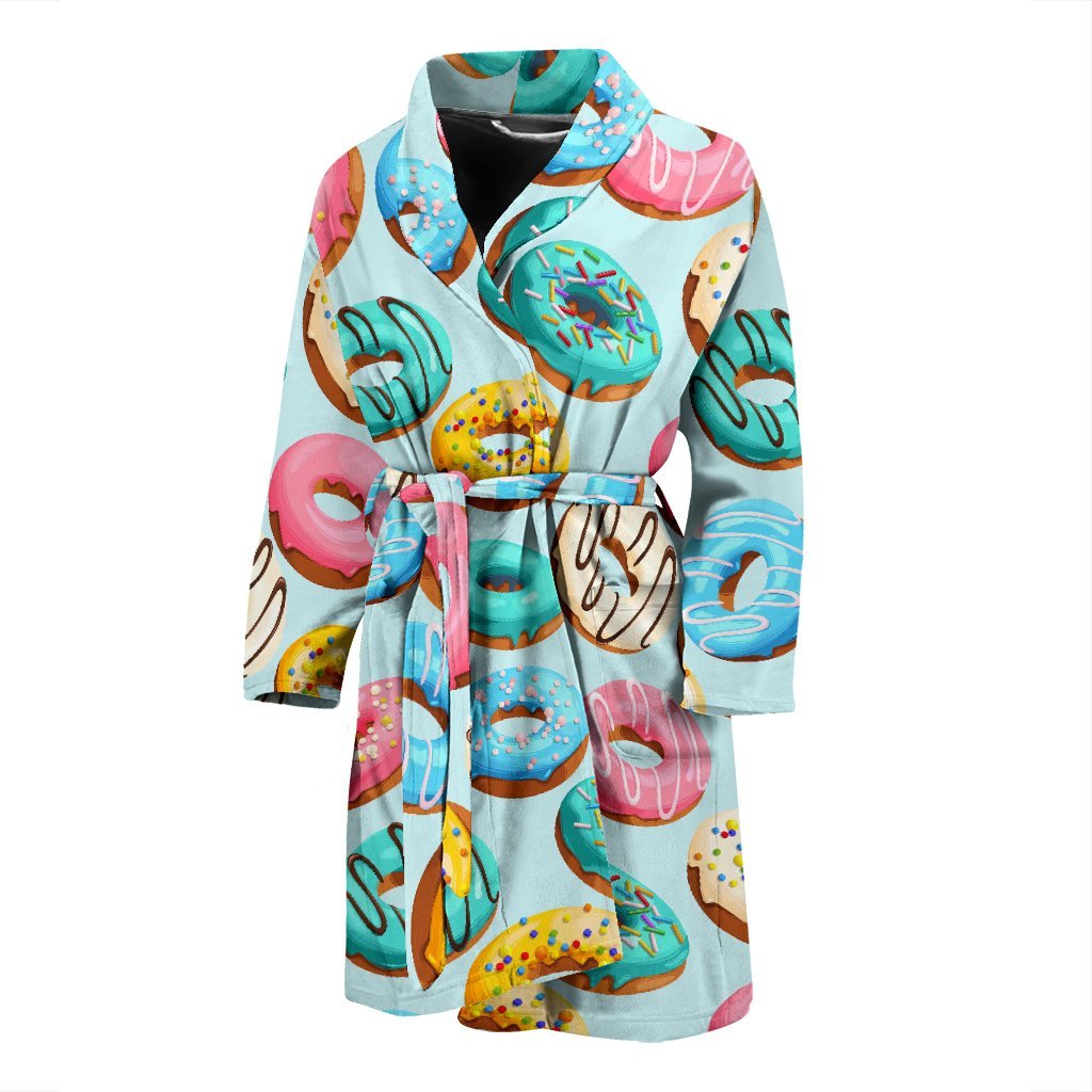 Pattern Print Colorful Donut Men Long Robe-grizzshop