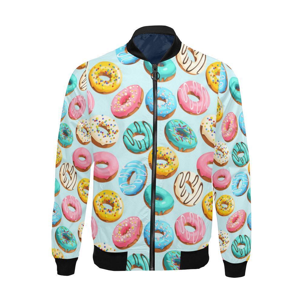 Pattern Print Colorful Donut Men's Bomber Jacket-grizzshop
