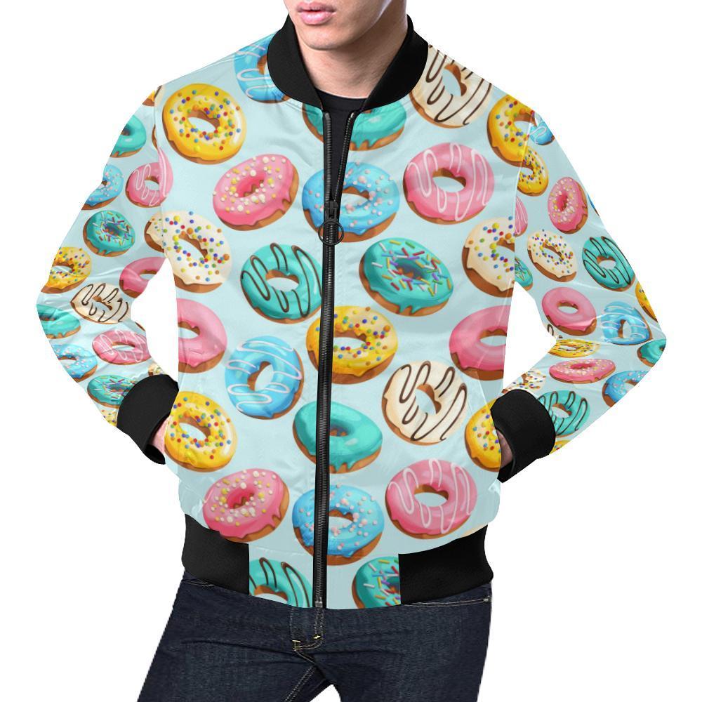 Pattern Print Colorful Donut Men's Bomber Jacket-grizzshop