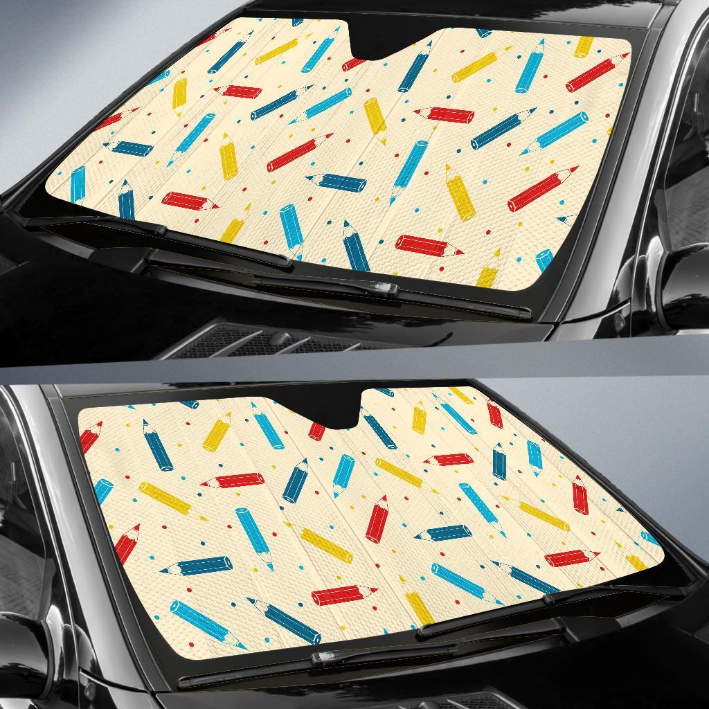 Pattern Print Colorful Pencil Car Sun Shade-grizzshop