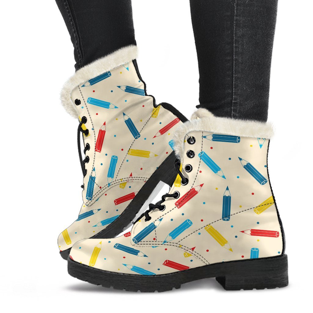 Pattern Print Colorful Pencil Comfy Winter Boots-grizzshop