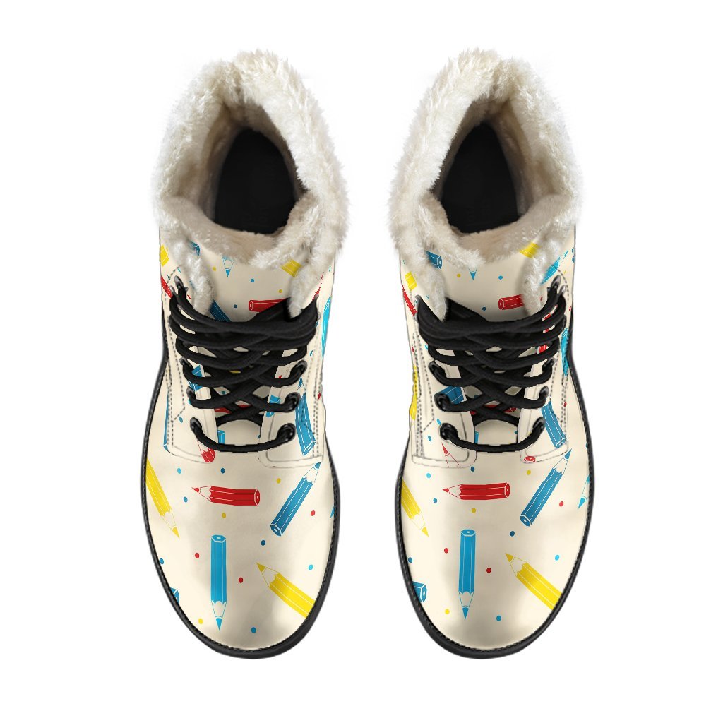 Pattern Print Colorful Pencil Comfy Winter Boots-grizzshop