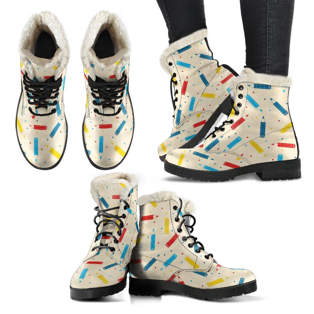 Pattern Print Colorful Pencil Comfy Winter Boots-grizzshop