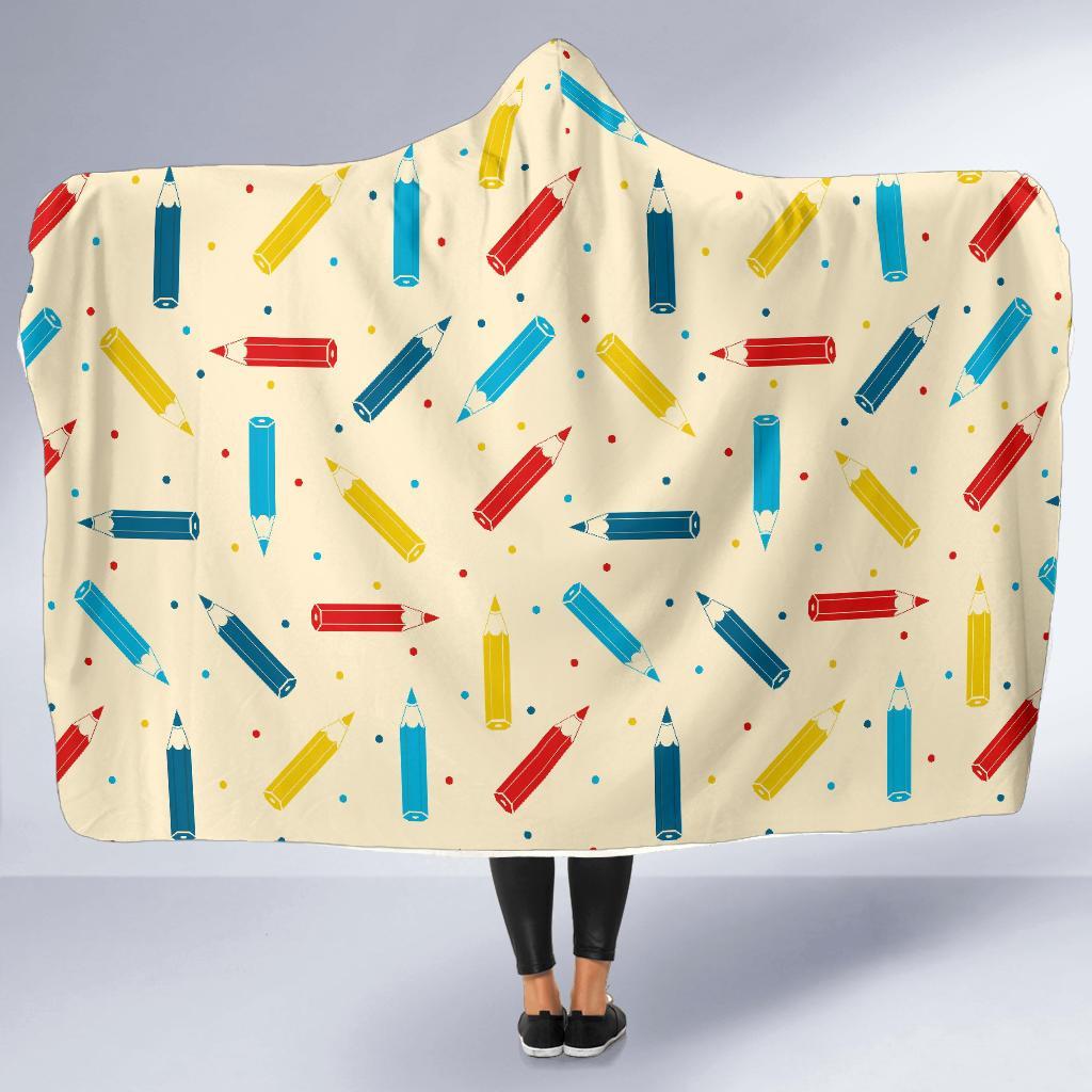 Pattern Print Colorful Pencil Hooded Blanket-grizzshop