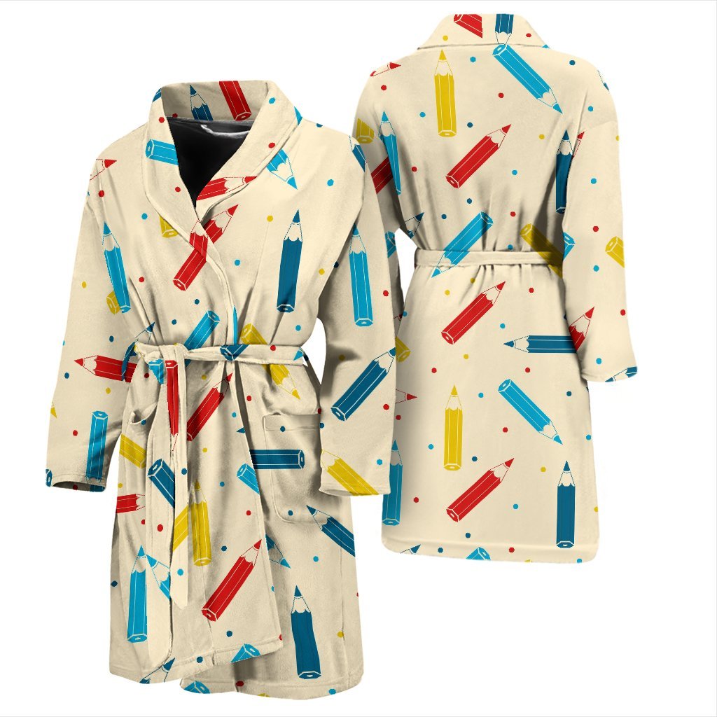 Pattern Print Colorful Pencil Men Long Robe-grizzshop