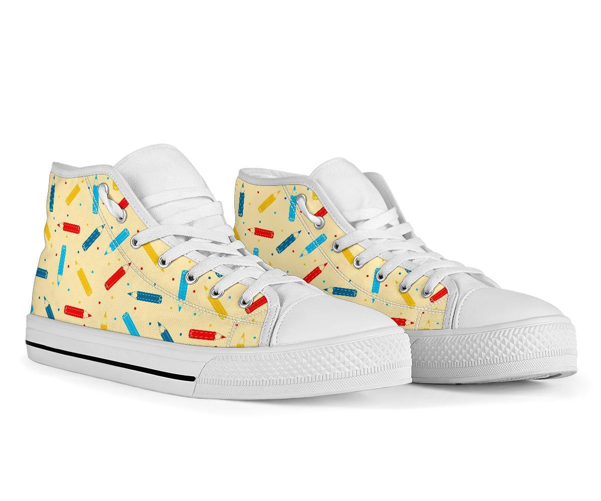 Pattern Print Colorful Pencil Men Women's High Top Shoes-grizzshop