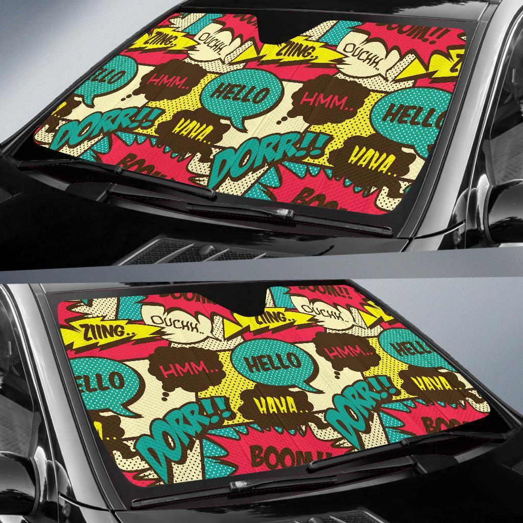 Pattern Print Comic Book Strip Car Sun Shade-grizzshop
