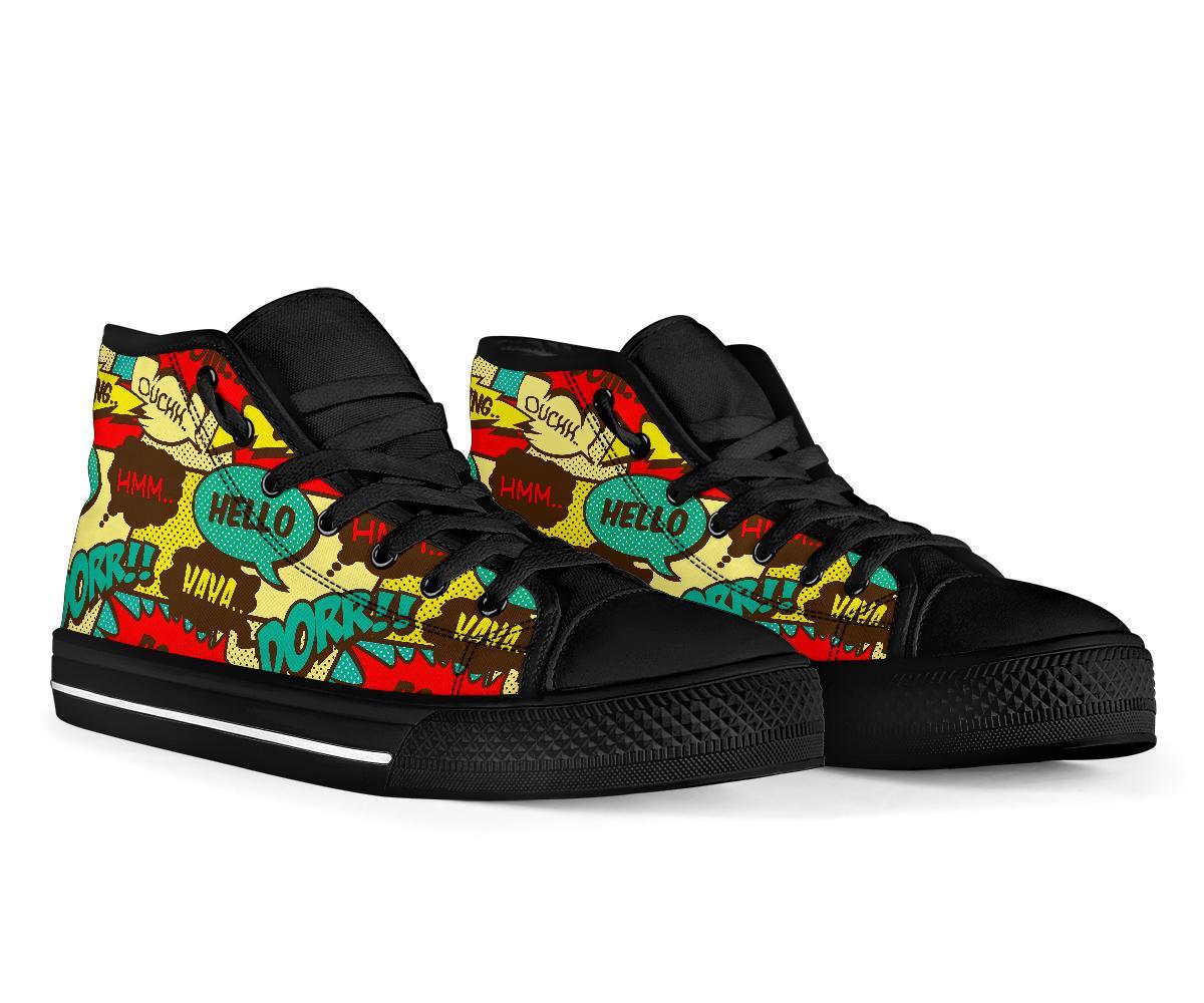 Pattern Print Comic Book Strip Men Women's High Top Shoes-grizzshop