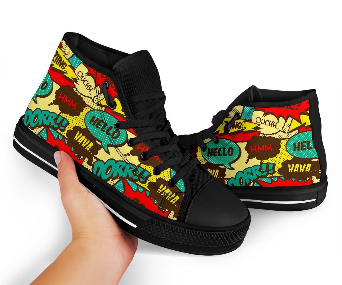 Pattern Print Comic Book Strip Men Women's High Top Shoes-grizzshop