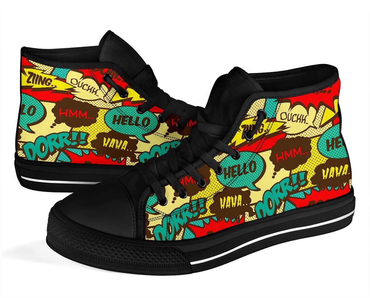 Pattern Print Comic Book Strip Men Women's High Top Shoes-grizzshop