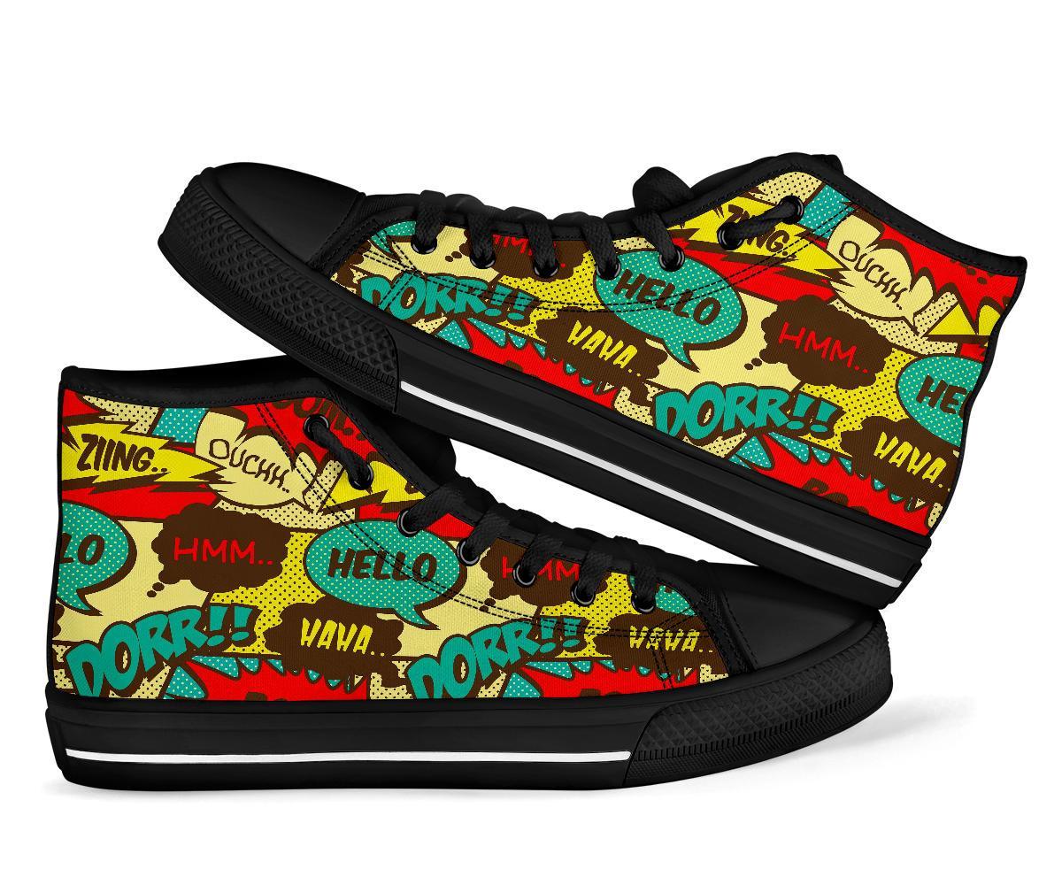 Pattern Print Comic Book Strip Men Women's High Top Shoes-grizzshop