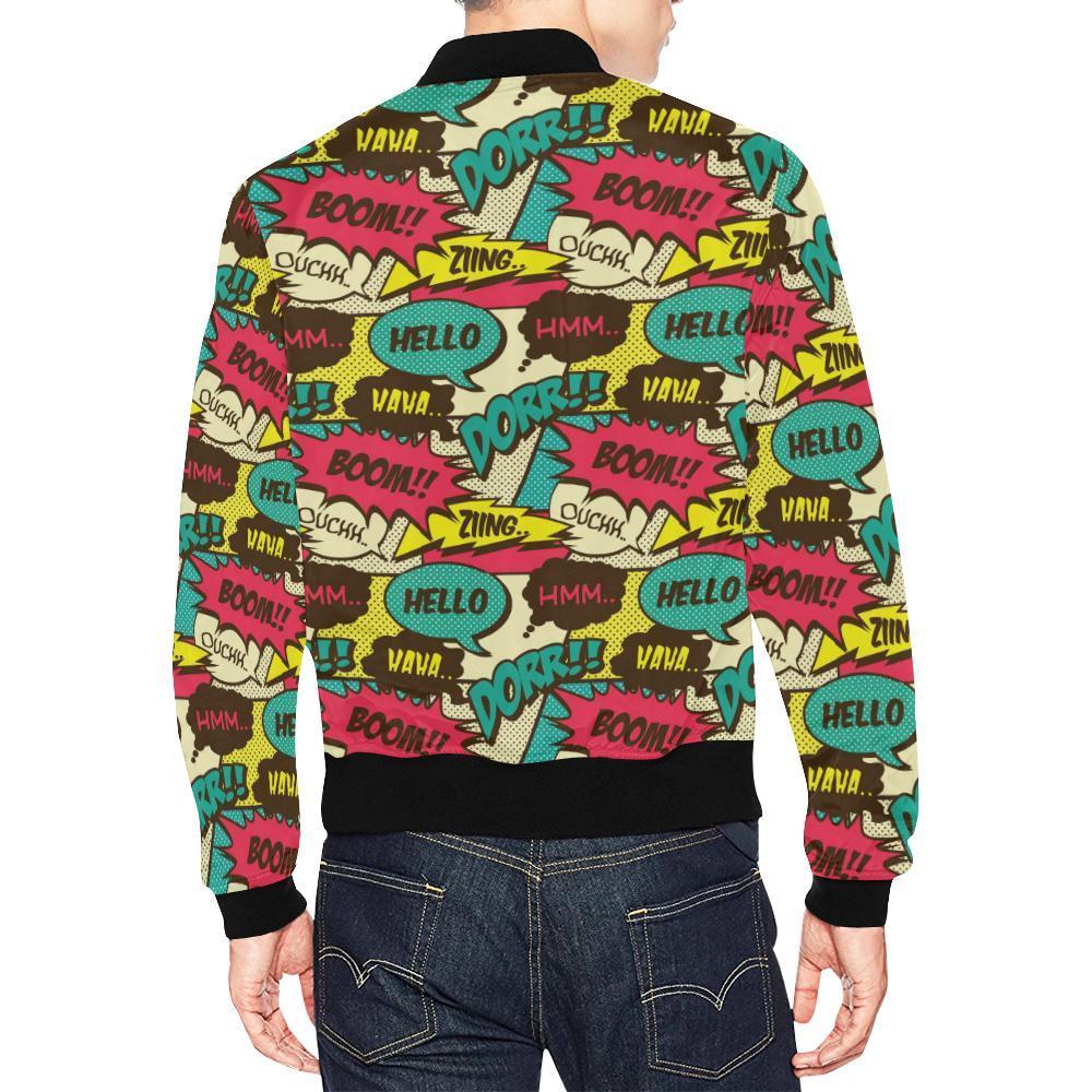 Pattern Print Comic Book Strip Men's Bomber Jacket-grizzshop