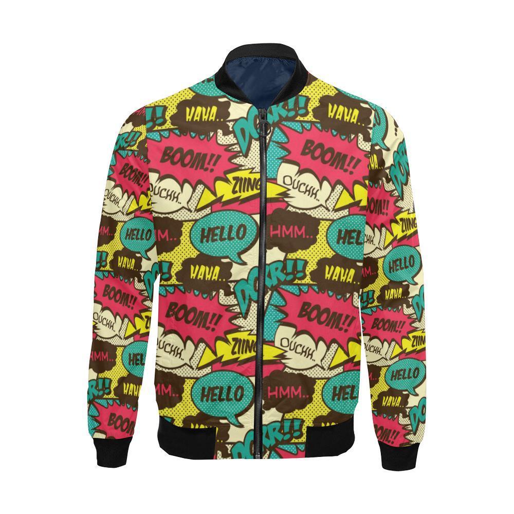 Pattern Print Comic Book Strip Men's Bomber Jacket-grizzshop