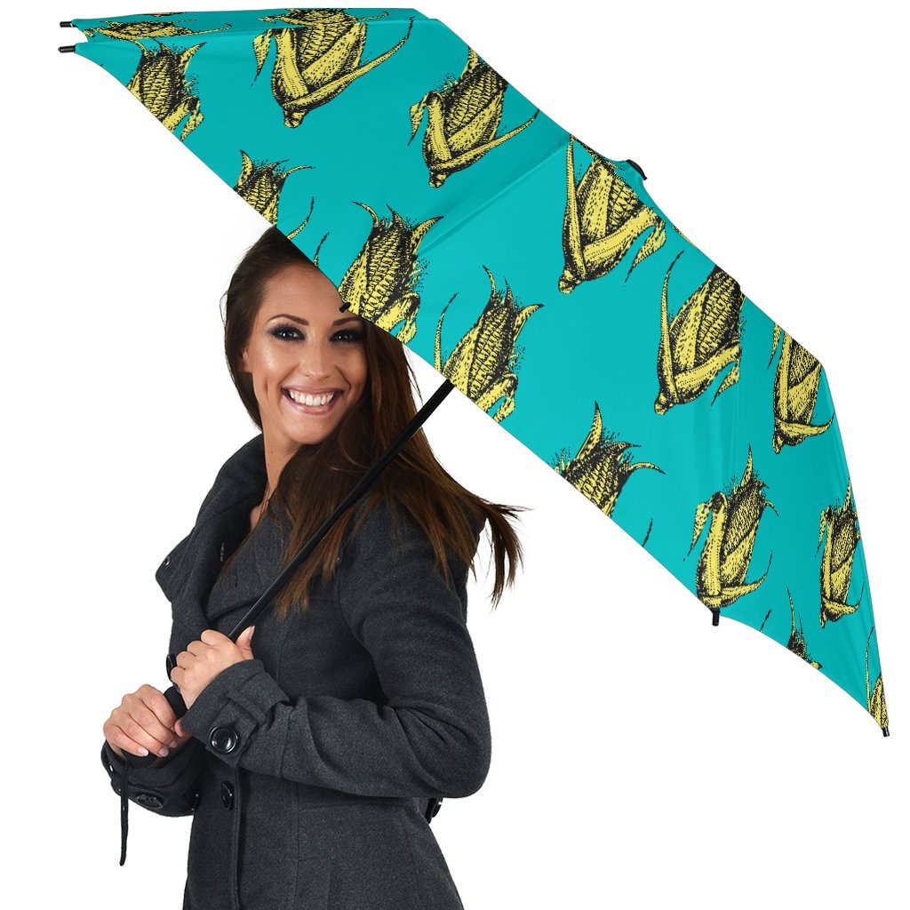 Pattern Print Corn Automatic Foldable Umbrella-grizzshop