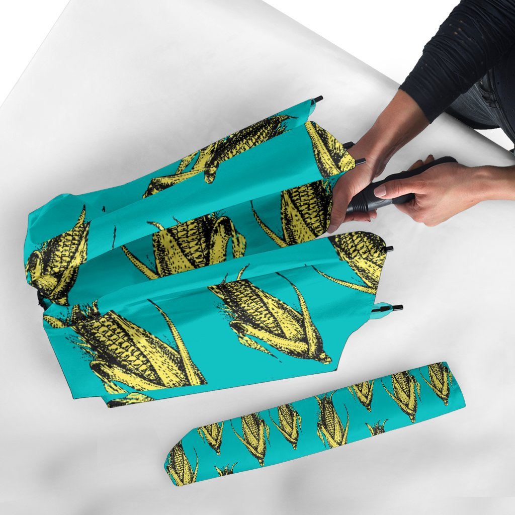 Pattern Print Corn Automatic Foldable Umbrella-grizzshop