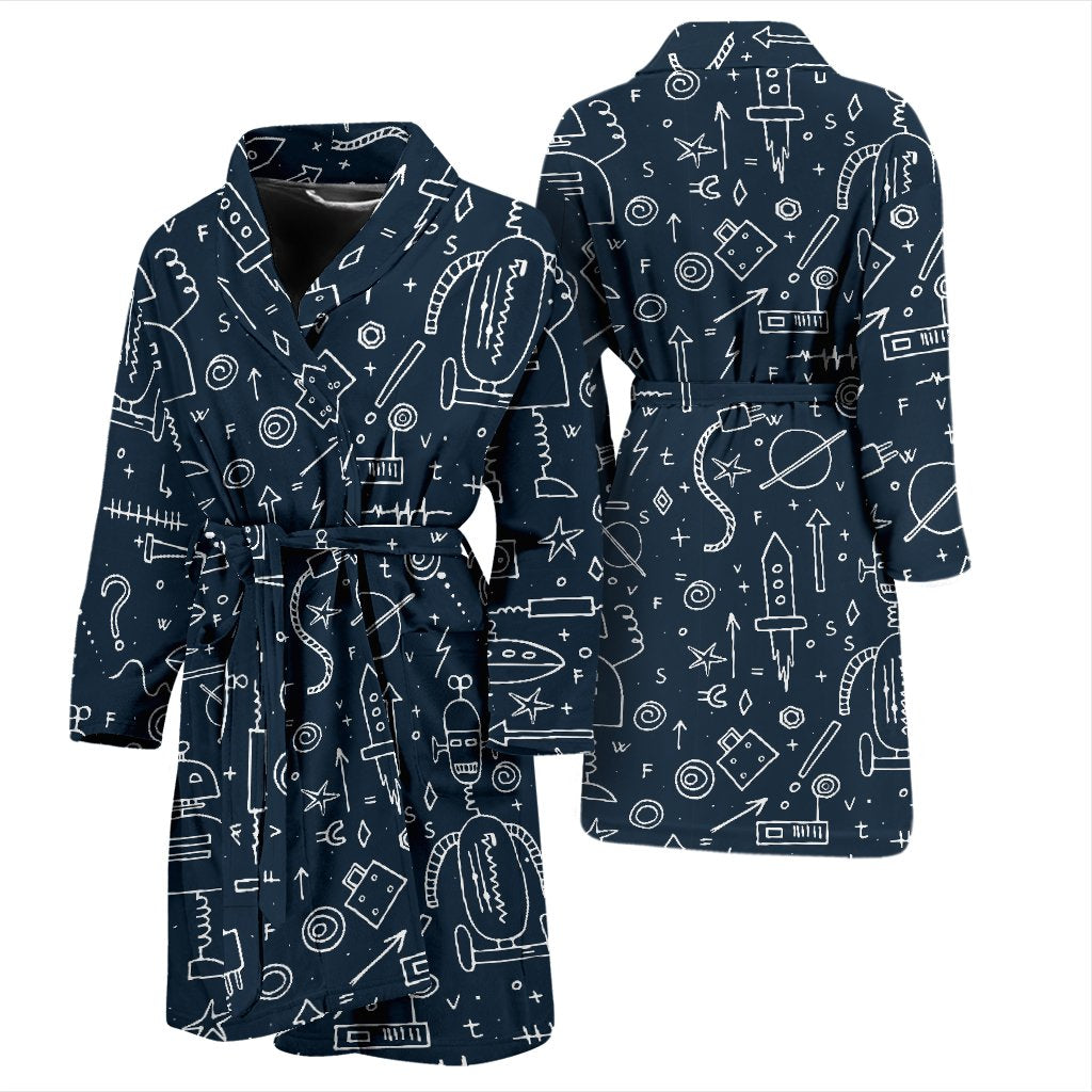 Pattern Print Cyborg Robot Men Long Robe-grizzshop