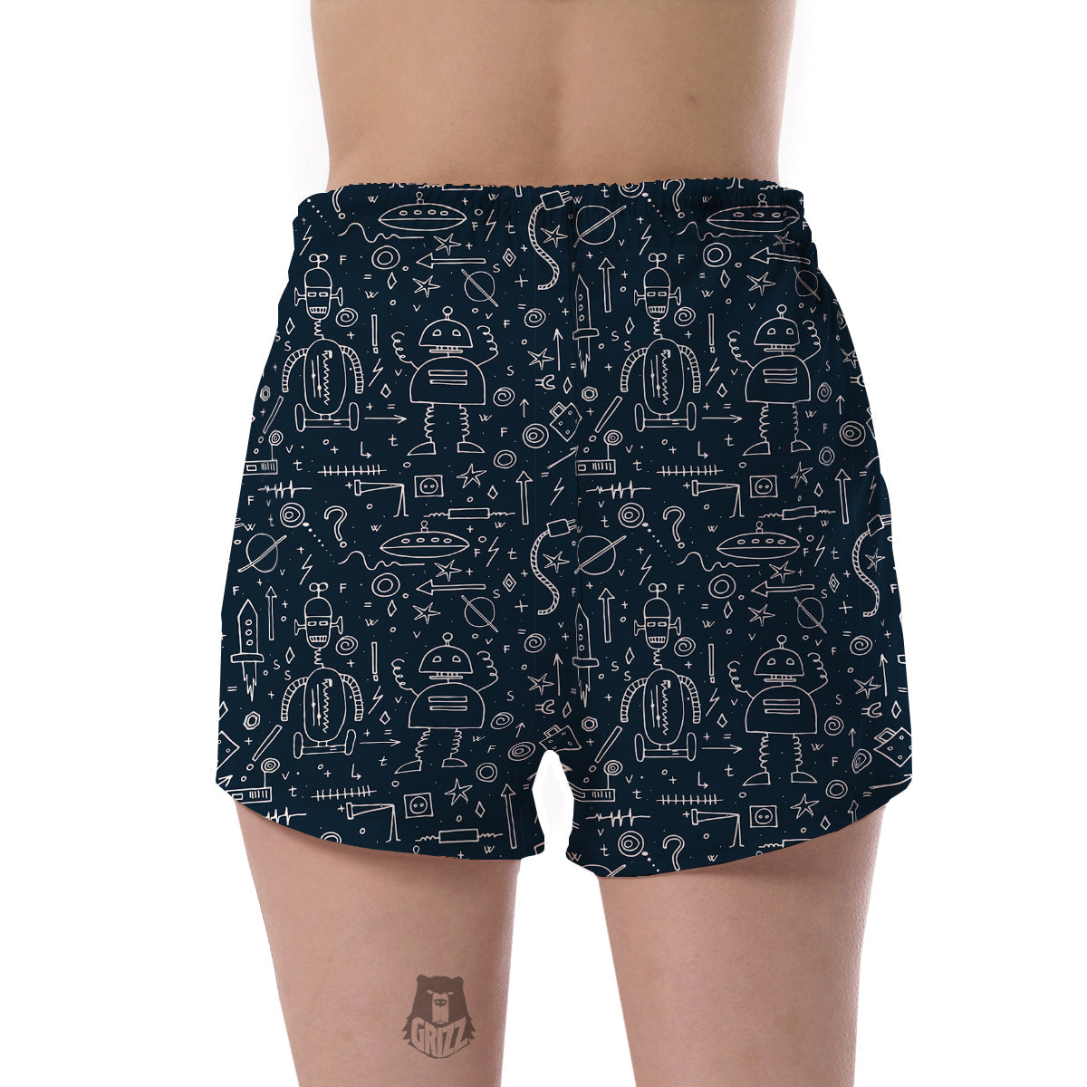 Pattern Print Cyborg Robot Women's Shorts-grizzshop