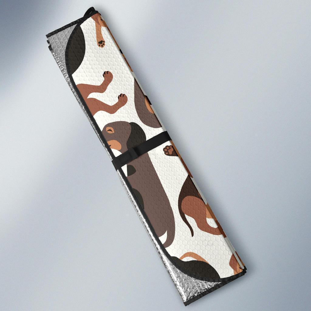 Pattern Print Dachshund Wiener Dog Car Sun Shade-grizzshop