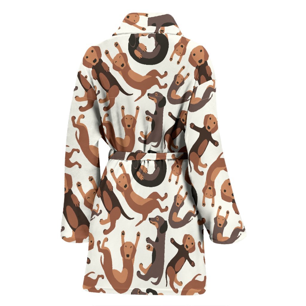 Pattern Print Dachshund Wiener Dog Women Long Robe-grizzshop