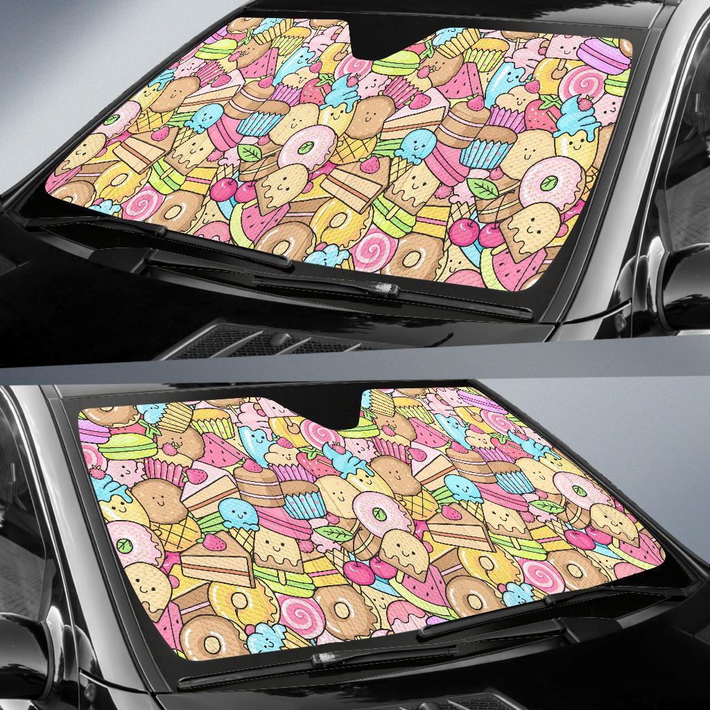 Pattern Print Dessert Cupcake Car Sun Shade-grizzshop