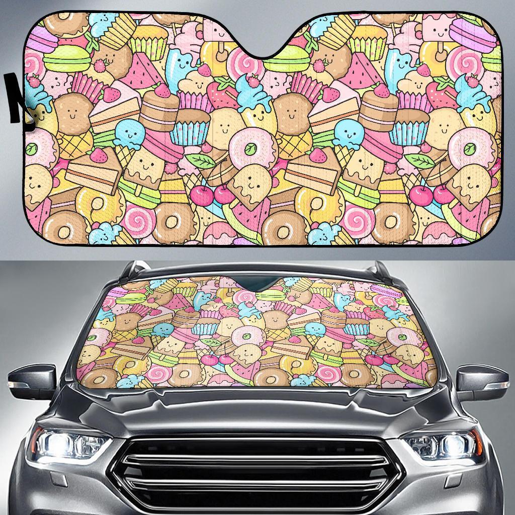 Pattern Print Dessert Cupcake Car Sun Shade-grizzshop