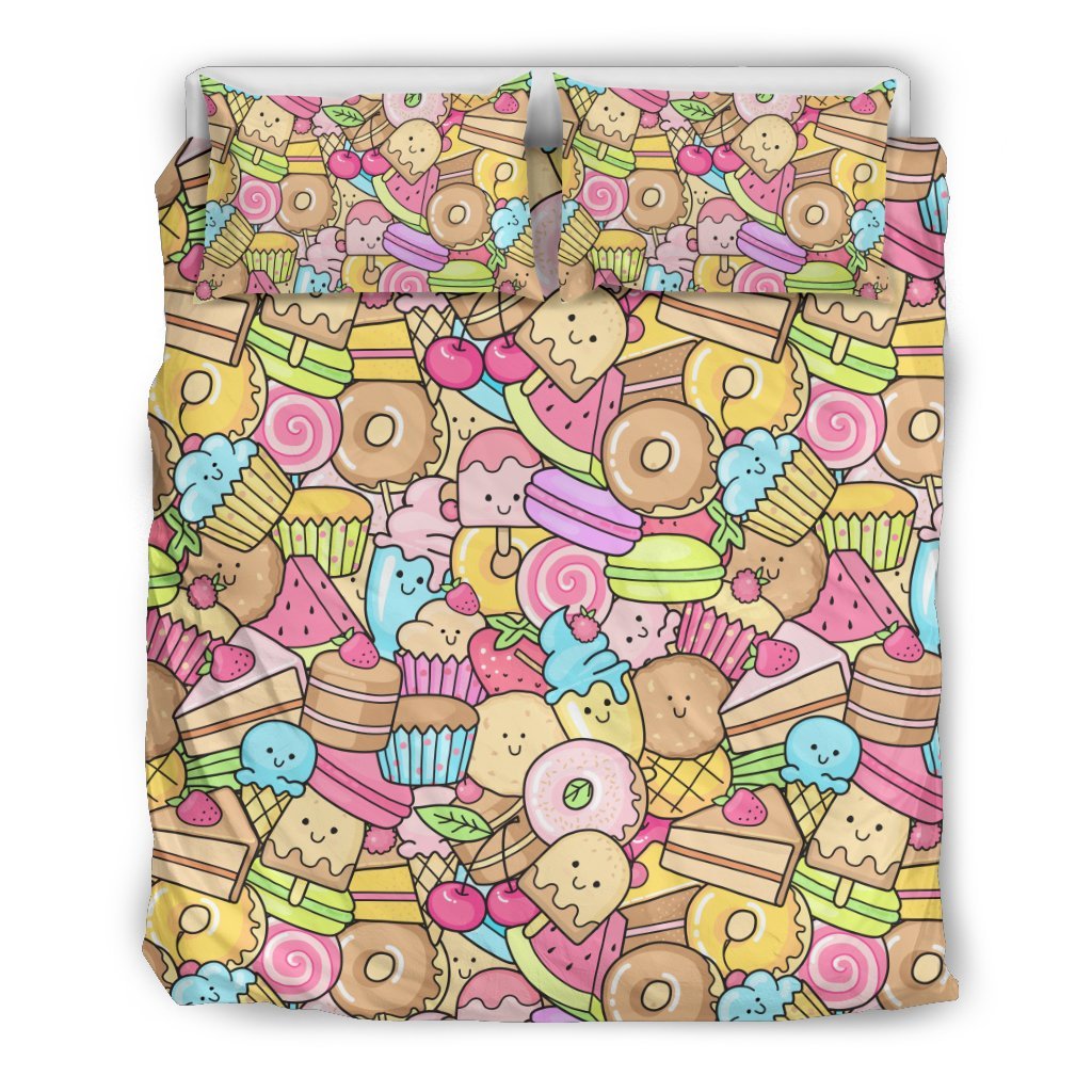 Pattern Print Dessert Cupcake Duvet Cover Bedding Set-grizzshop