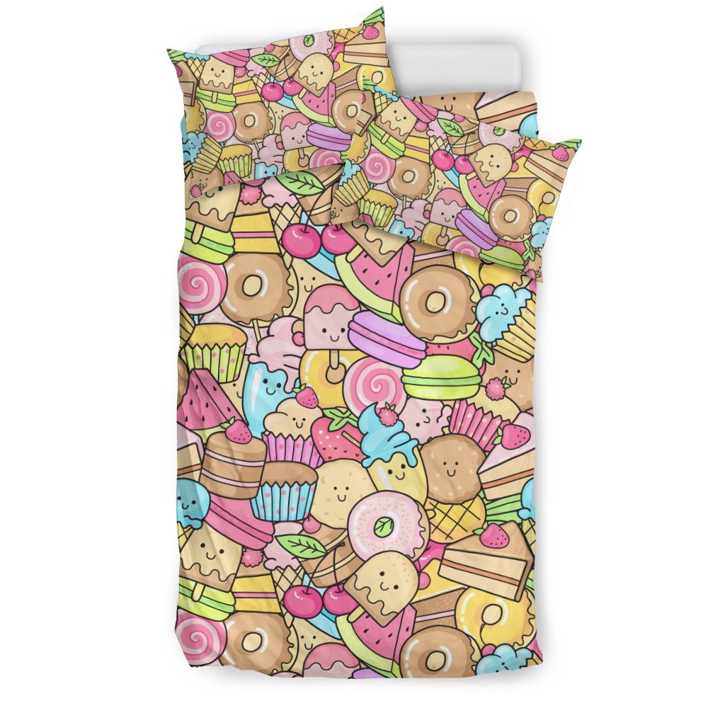 Pattern Print Dessert Cupcake Duvet Cover Bedding Set-grizzshop
