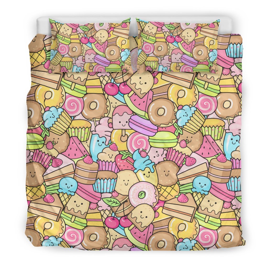 Pattern Print Dessert Cupcake Duvet Cover Bedding Set-grizzshop