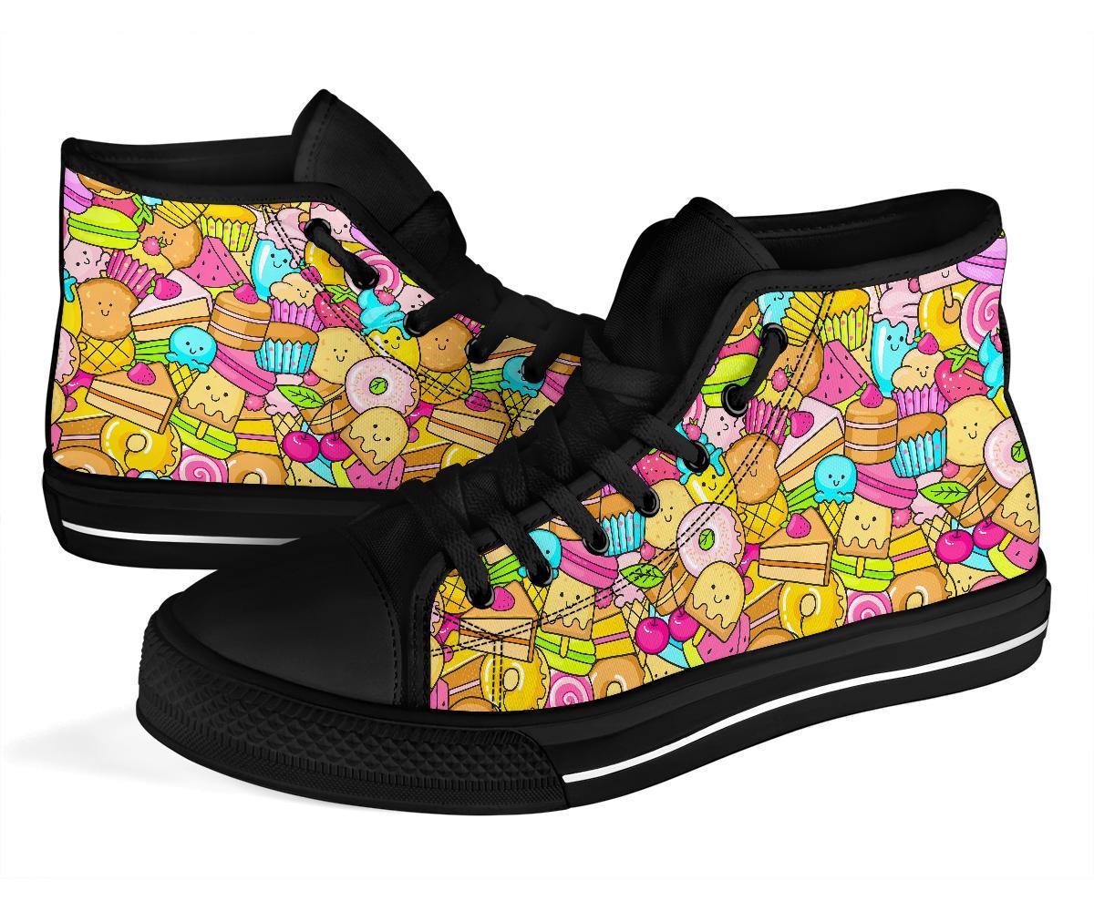 Pattern Print Dessert Cupcake Men Women's High Top Shoes-grizzshop