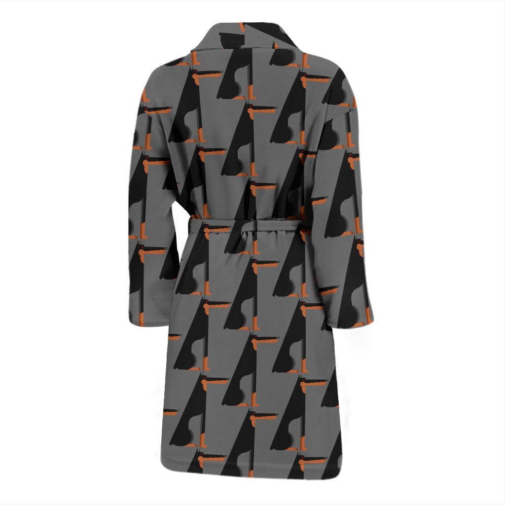 Pattern Print Doberman Dog Men Long Robe-grizzshop