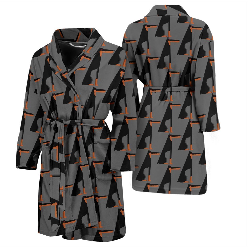 Pattern Print Doberman Dog Men Long Robe-grizzshop