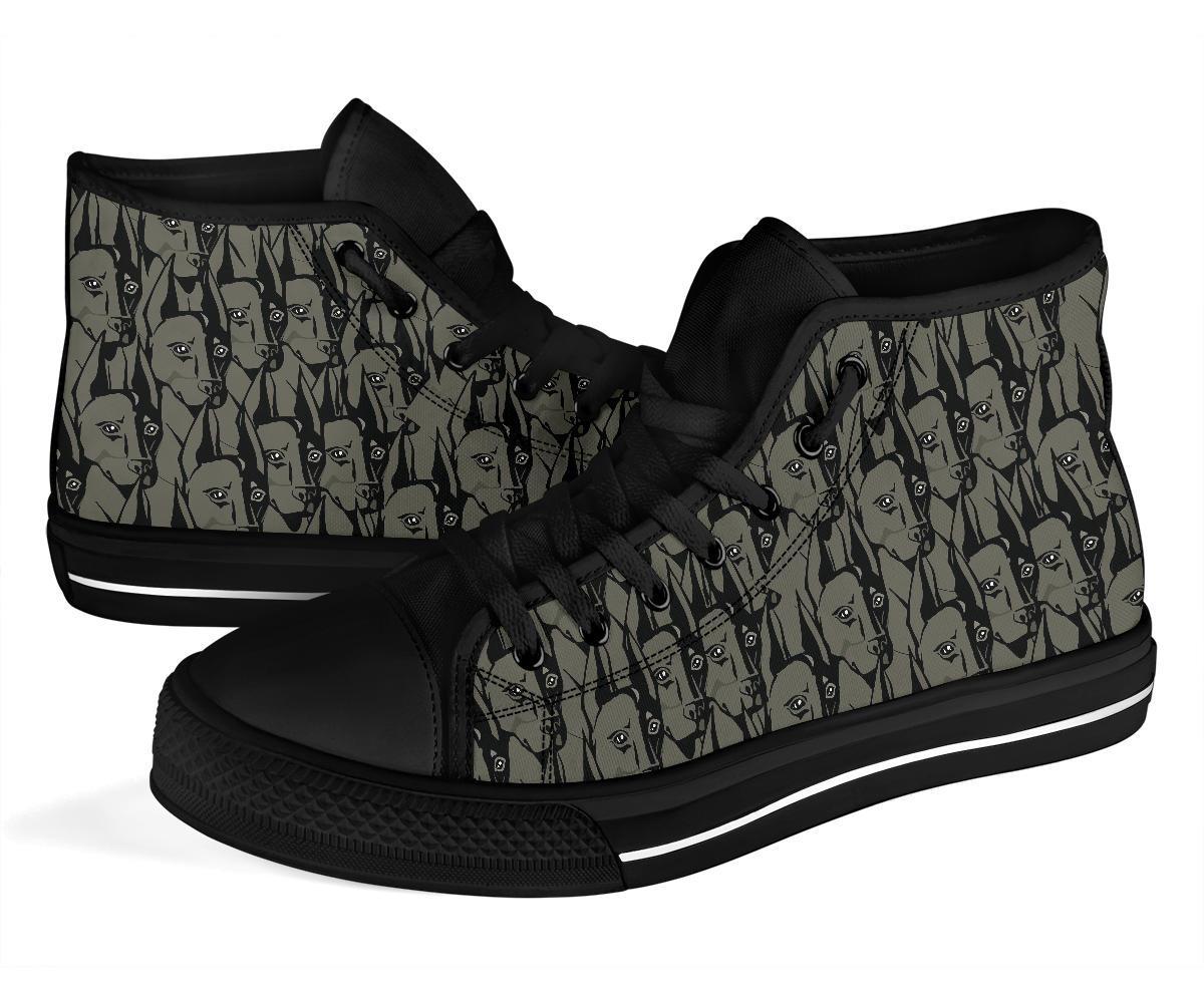 Pattern Print Dog Doberman Men Women's High Top Shoes-grizzshop