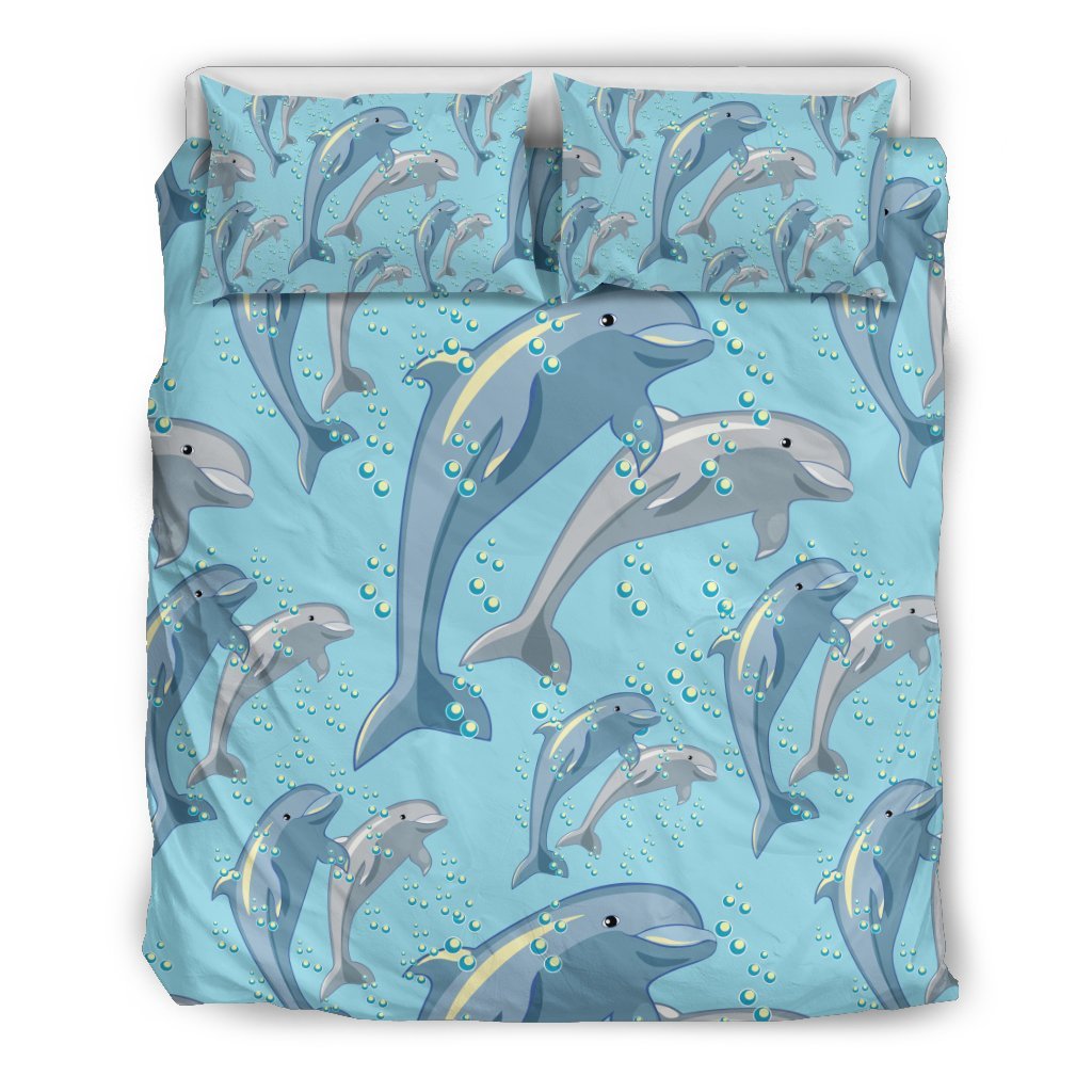 Pattern Print Dolphin Duvet Cover Bedding Set-grizzshop